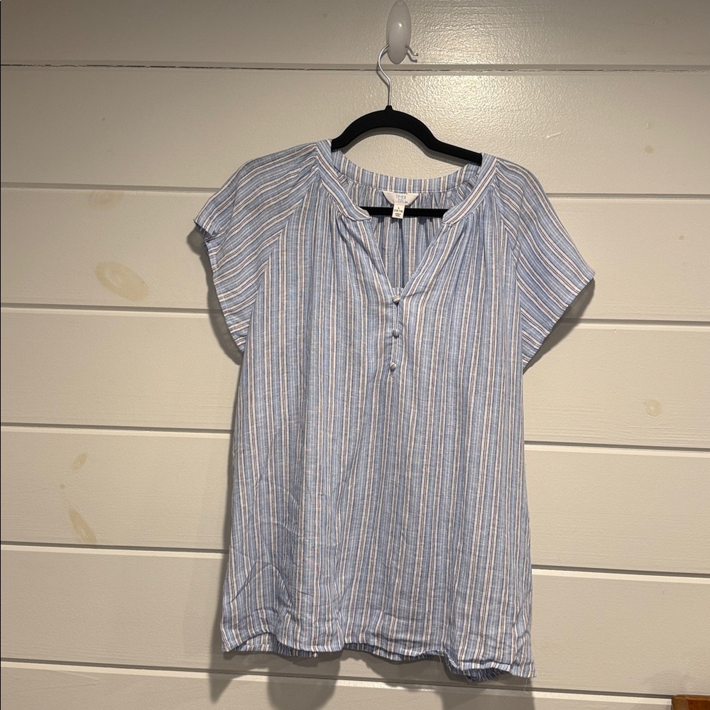Time and Tru Blue Striped Blouse